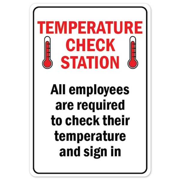 Public, Temperature Check Station, 18in X 12in Alum, 12" W, 18" L, Temperature Check Station
